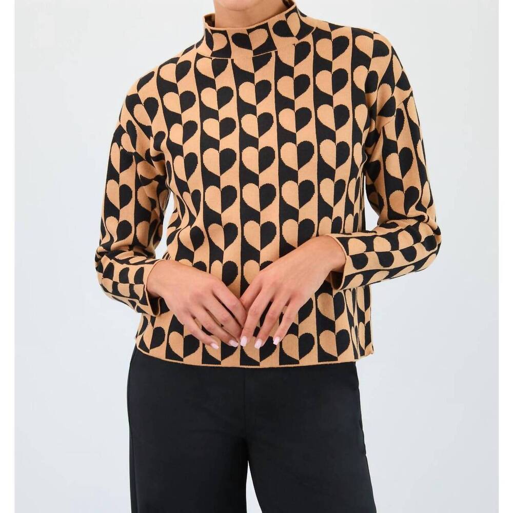 NEW FDJ mock neck jacquard sweater in gold